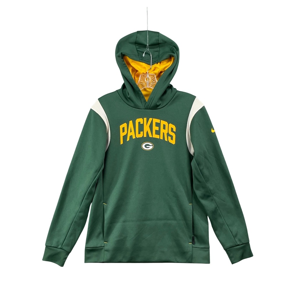 Nike Green Bay Packers Hoodie Mens L Green Yellow Therma-FIT NFL Sweatshirt